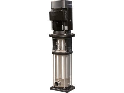 Vertical multistage centrifugal pump with integrated frequency converter, made of stainless steel.