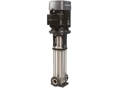 Vertical multistage centrifugal pump with integrated frequency converter, made of stainless steel.